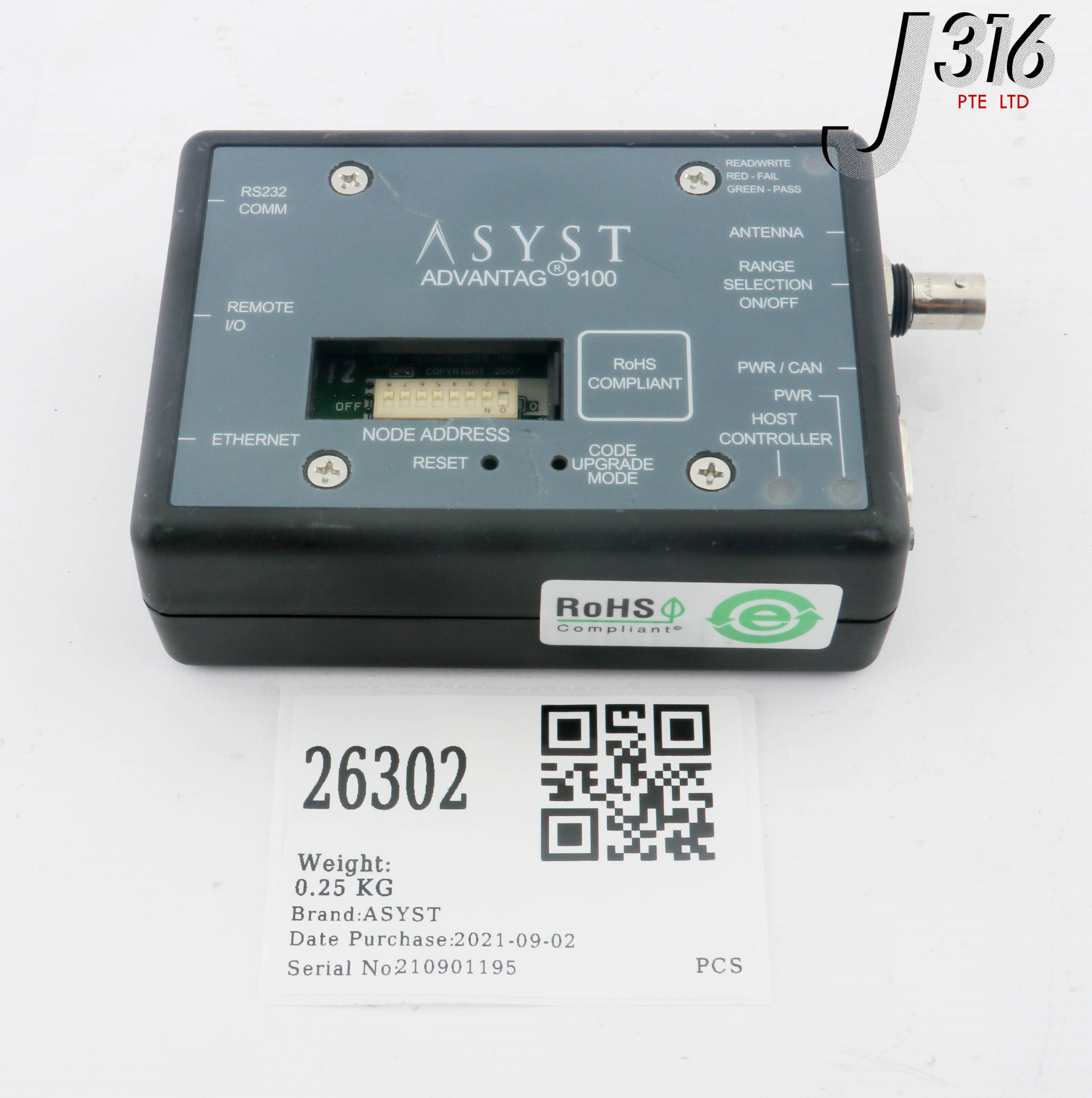 26302 ASYST ADVANTAG 9100 RFID READER, PN: 9701-2936-01 ATR9100-ROHS